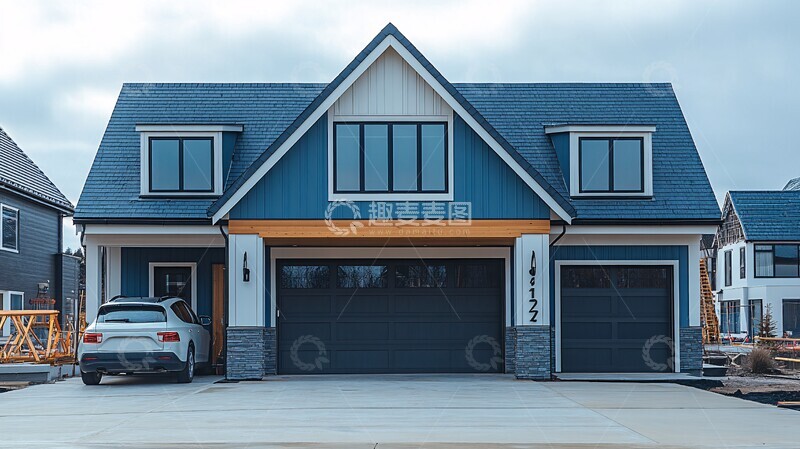 高清大图下载【趣麦麦图】新家庭住宅傍晚景色1