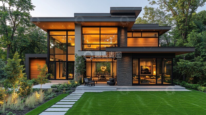 高清大图下载【趣麦麦图】大窗绿草晚灯房