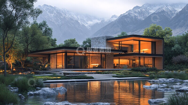高清大图下载【趣麦麦图】山间现代住宅3