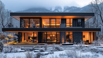 黑色大窗冬夜景1