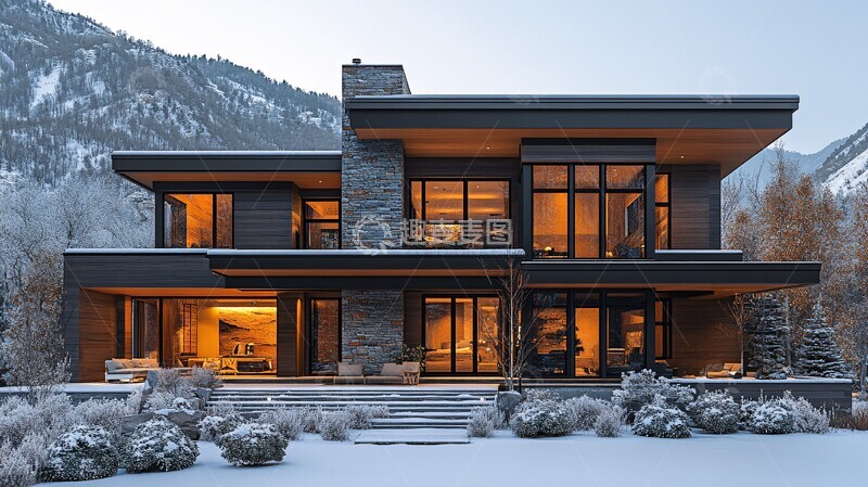 高清大图下载【趣麦麦图】山间现代住宅1
