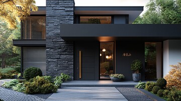 现代门与石墙设计1