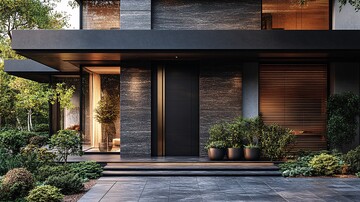 现代门与石墙设计