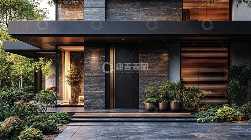 高清大图下载【趣麦麦图】现代门与石墙设计