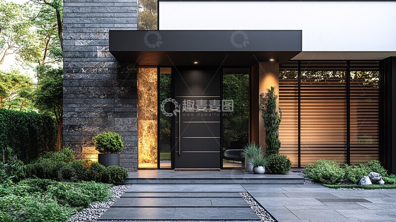 高清大图下载【趣麦麦图】现代门与石墙设计2