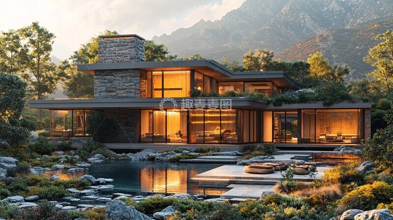 高清大图下载【趣麦麦图】山间现代住宅