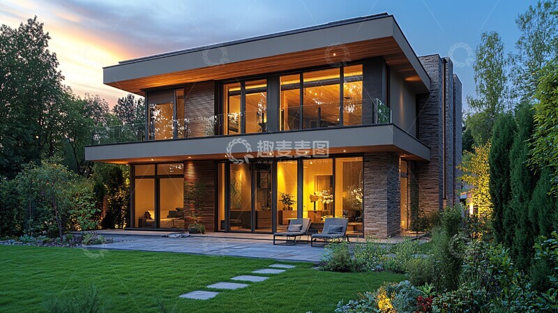 高清大图下载【趣麦麦图】现代家庭草坪景观