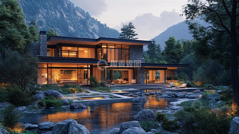 高清大图下载【趣麦麦图】山间现代住宅2