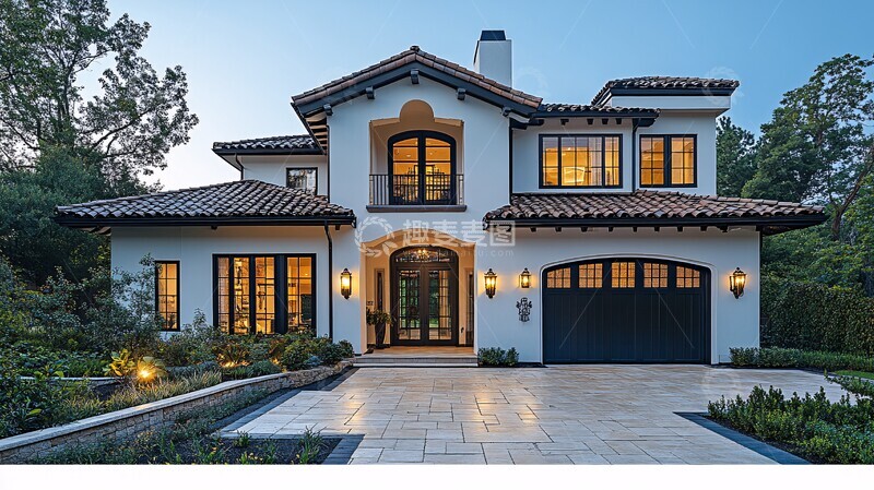 高清大图下载【趣麦麦图】黑白西班牙风格住宅1