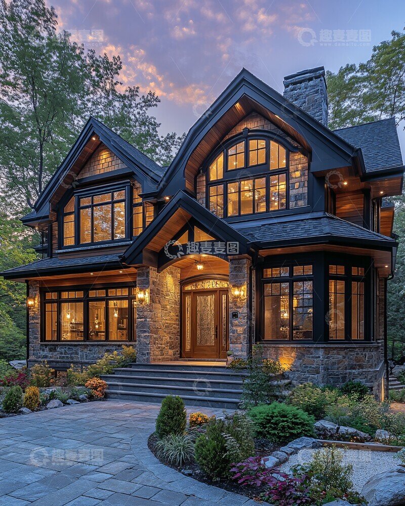 高清大图下载【趣麦麦图】宽敞两层豪宅外景2