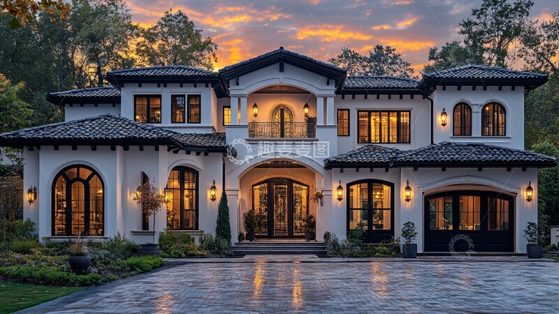 高清大图下载【趣麦麦图】黑白西班牙风格住宅