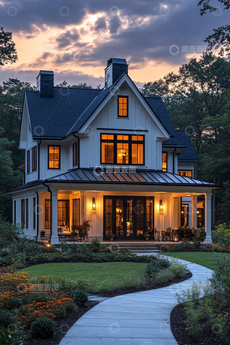 高清大图下载【趣麦麦图】白色外墙黑色屋顶1