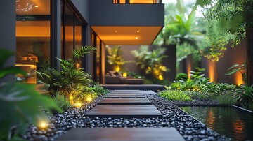 现代庭院混凝土绿植1