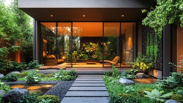 现代庭院混凝土绿植