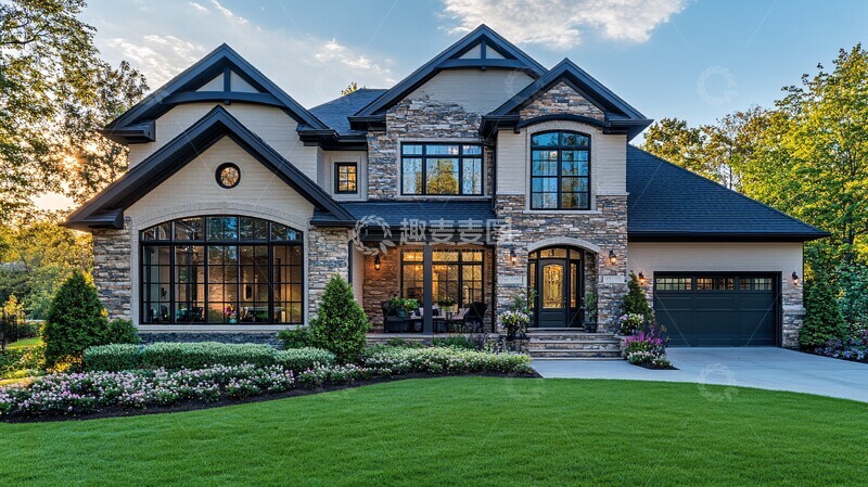 高清大图下载【趣麦麦图】两层住宅修剪整齐的院子1