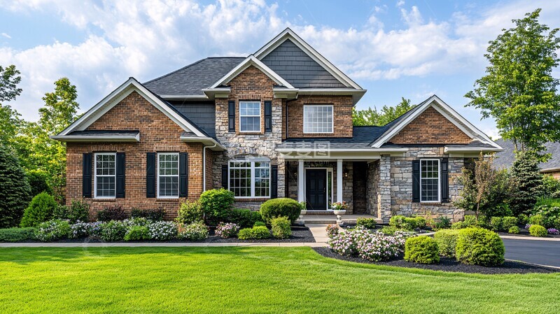 高清大图下载【趣麦麦图】两层住宅修剪整齐的院子2