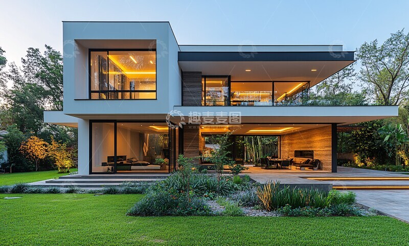 高清大图下载【趣麦麦图】白色外墙绿色草坪
