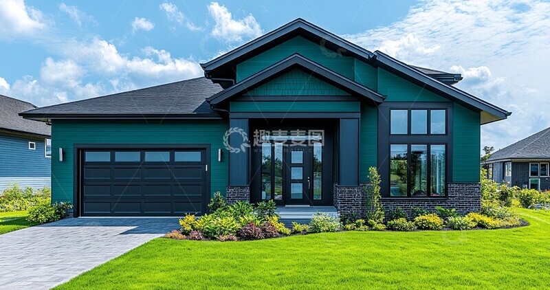 高清大图下载【趣麦麦图】现代房子绿色墙壁