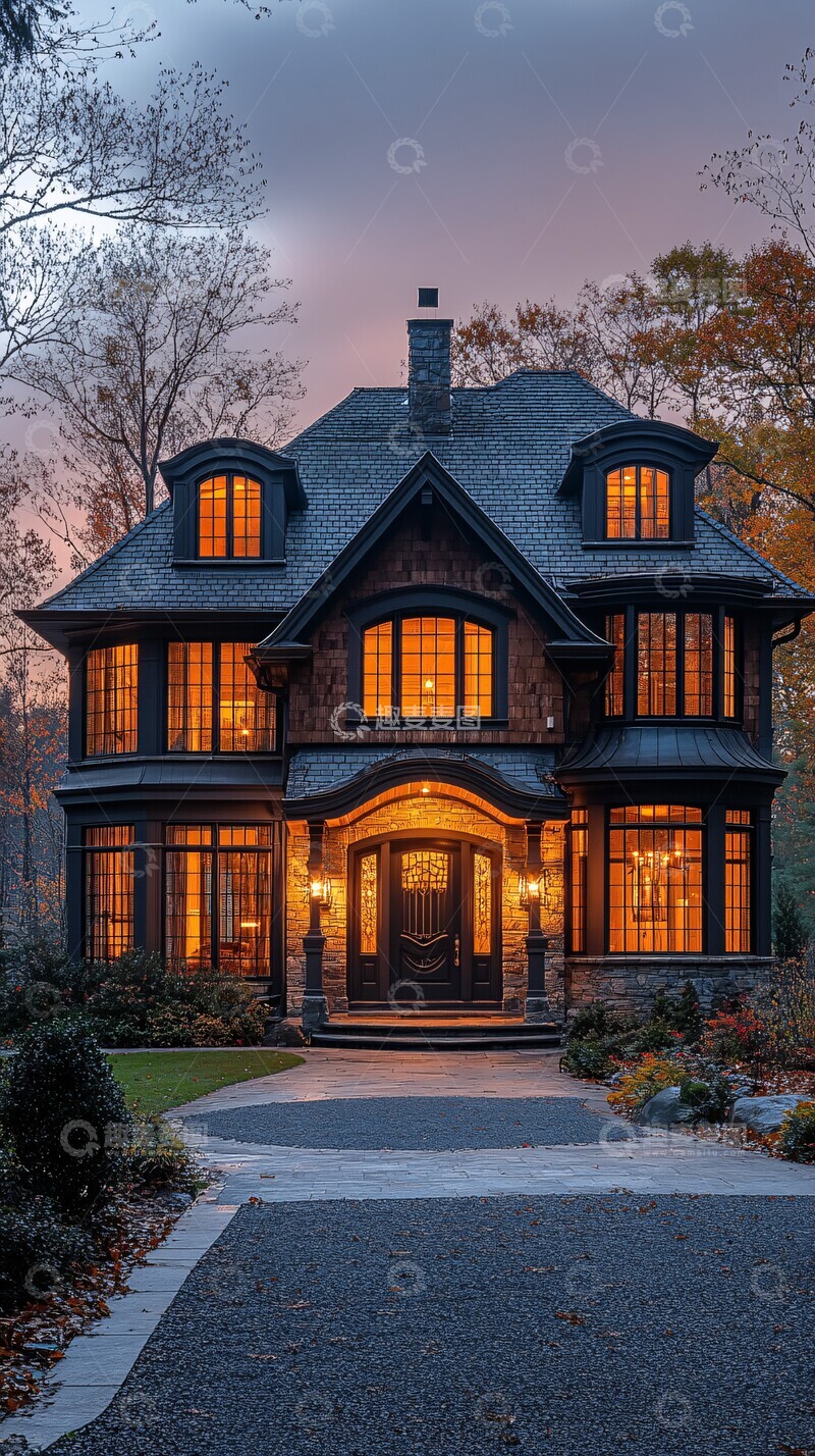 高清大图下载【趣麦麦图】傍晚的房屋户外房屋傍晚2