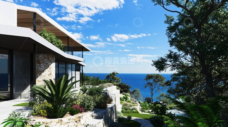 高清大图下载【趣麦麦图】石木白渲染宅院1