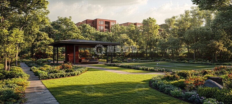 高清大图下载【趣麦麦图】现代家园后院全景