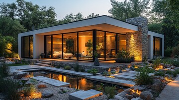 白色现代石屋景观