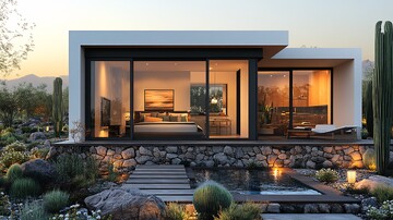 白色现代石屋景观2