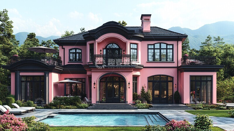 高清大图下载【趣麦麦图】黑色粉色大山房