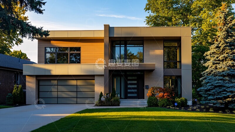 高清大图下载【趣麦麦图】两层楼夏日黄昏1