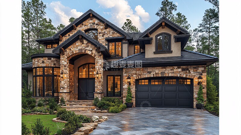 高清大图下载【趣麦麦图】-山间木石别墅1