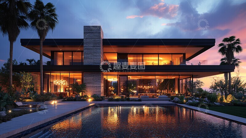 高清大图下载【趣麦麦图】悬挑屋顶湖畔别墅1