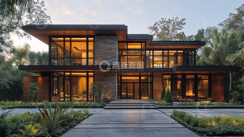 高清大图下载【趣麦麦图】车道视野豪宅建筑