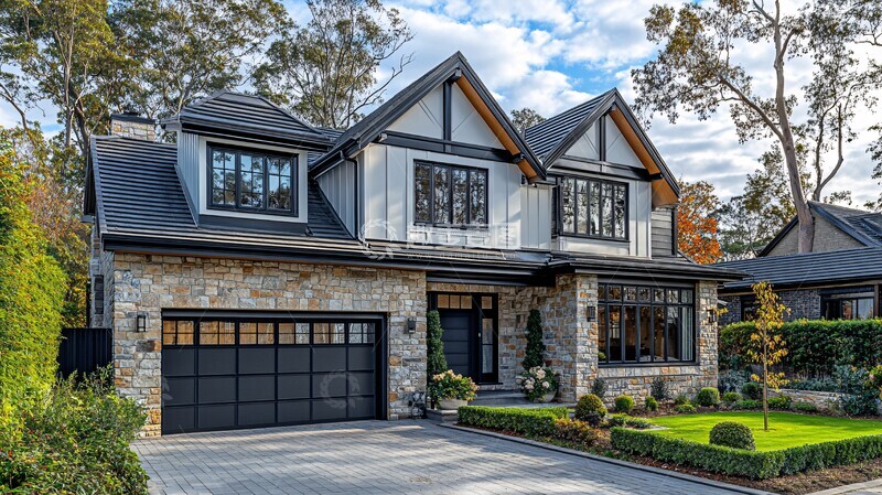 高清大图下载【趣麦麦图】白色石材黑门住宅