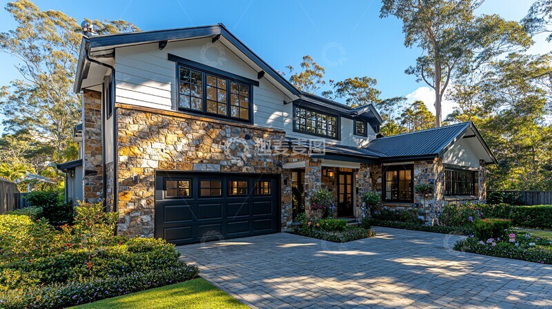 高清大图下载【趣麦麦图】白色石材黑门住宅1