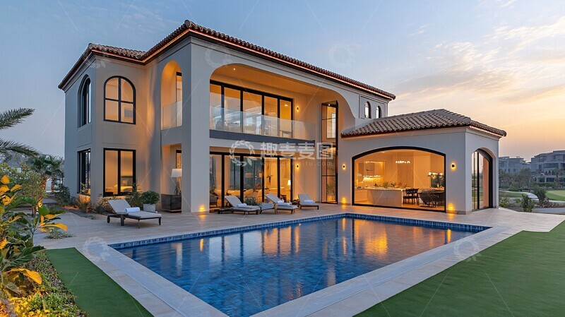 高清大图下载【趣麦麦图】双层别墅带泳池阳台1