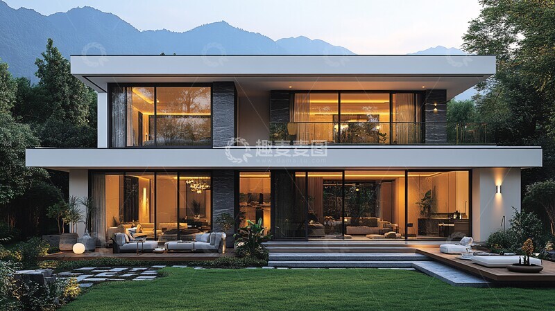 高清大图下载【趣麦麦图】白墙黑瓦中式别墅