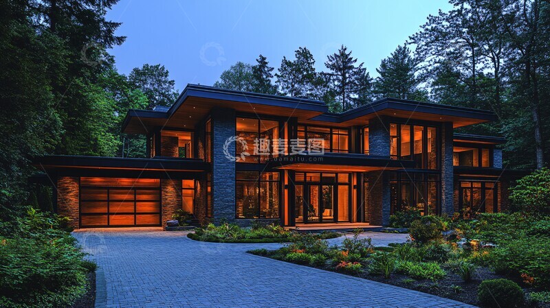 高清大图下载【趣麦麦图】车道视野豪宅建筑1