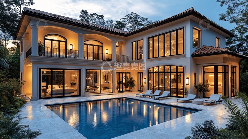 高清大图下载【趣麦麦图】双层别墅带泳池阳台
