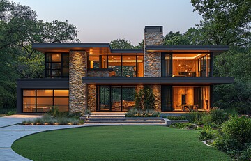 石玻璃楼房景色