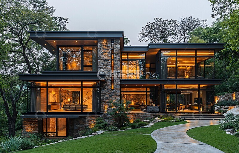 高清大图下载【趣麦麦图】石玻璃楼房景色2