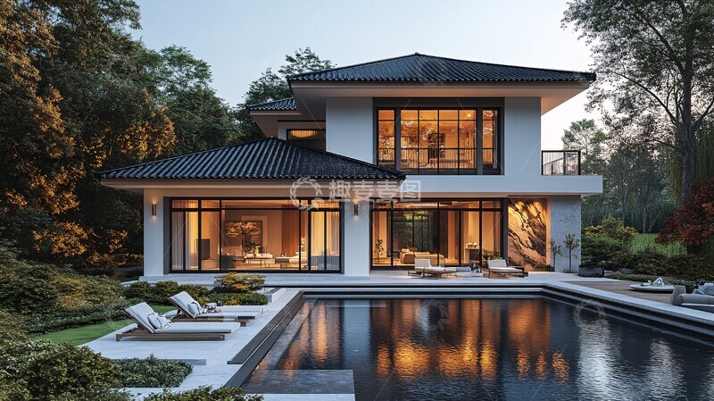 高清大图下载【趣麦麦图】黑白两层农舍