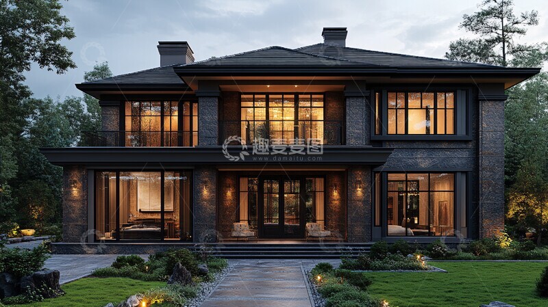 高清大图下载【趣麦麦图】工业风格房屋前视图1