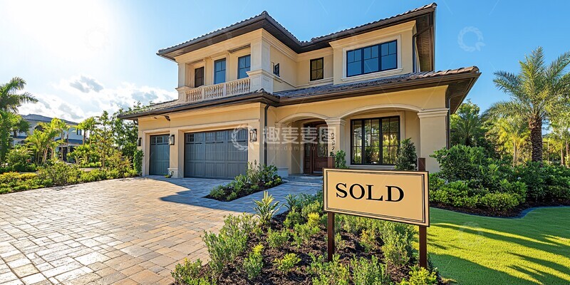 高清大图下载【趣麦麦图】大房子前挂售牌