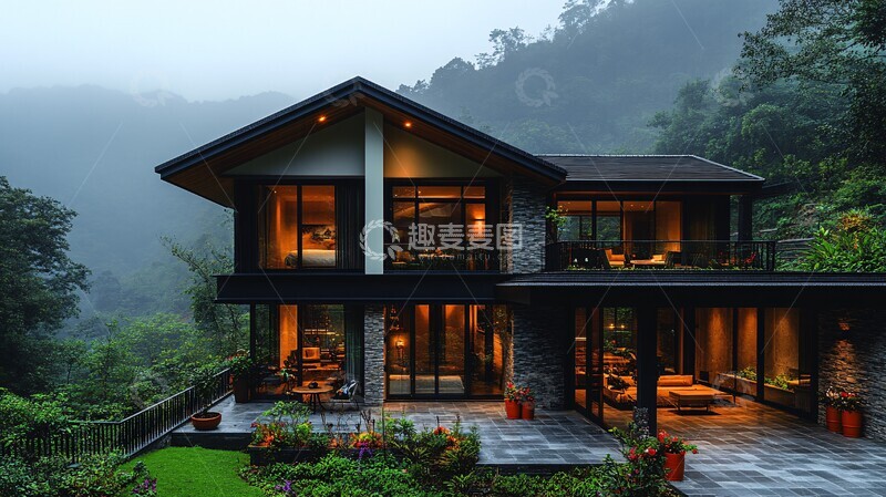 高清大图下载【趣麦麦图】山间现代住宅5