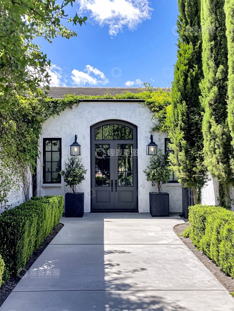 灰色大门石墙庭院3