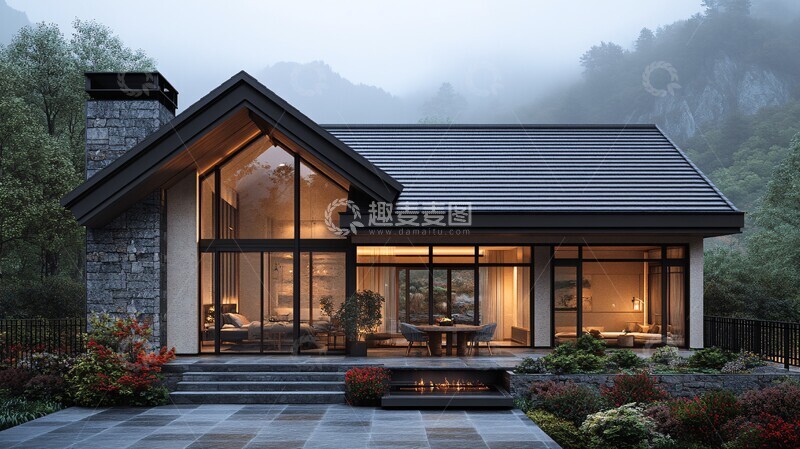高清大图下载【趣麦麦图】山间现代住宅6