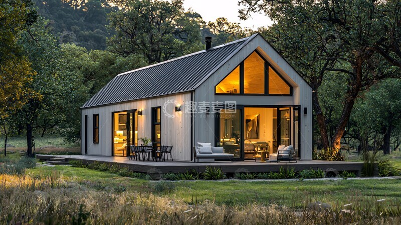 高清大图下载【趣麦麦图】白色木屋高顶设计2