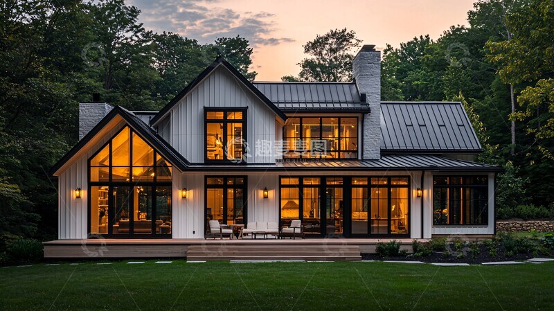 高清大图下载【趣麦麦图】白色木屋高顶设计3