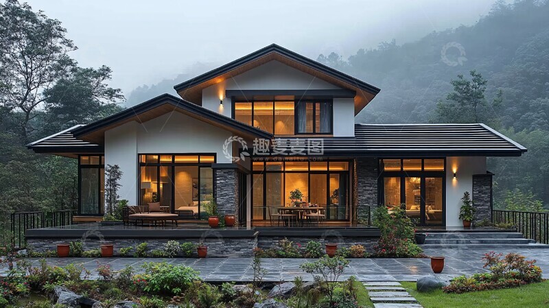 高清大图下载【趣麦麦图】山间现代住宅7