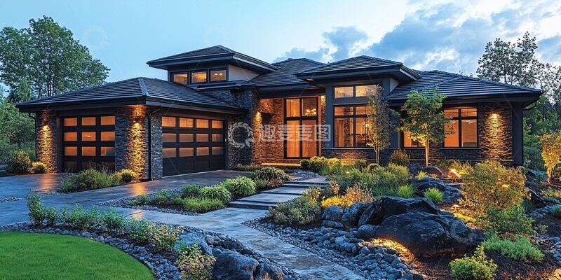 高清大图下载【趣麦麦图】日光下的独栋住宅